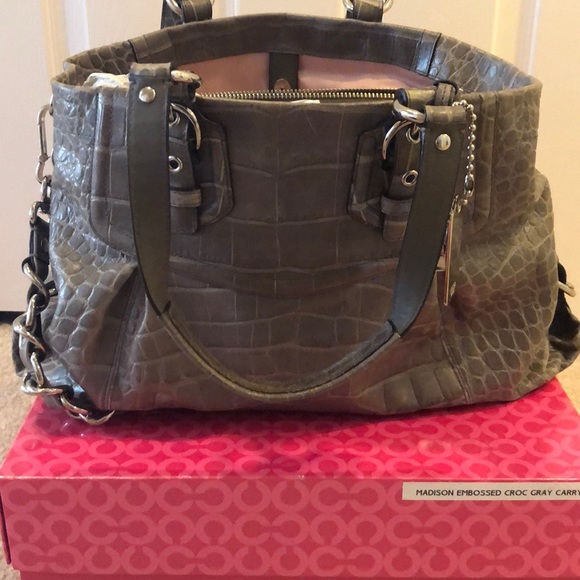 Coach Madison embossed Croc Gray Carryall tote - Picture 1 of 4
